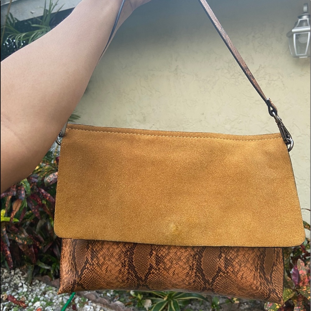 ZARA Brown Snakeskin/Suede Shoulder Bag